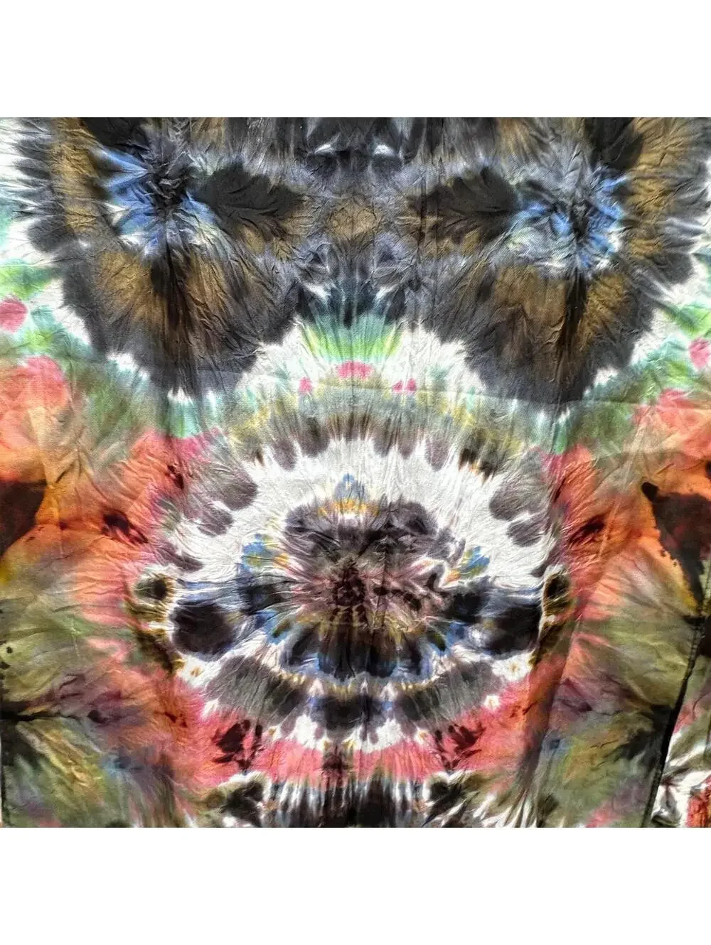 One-of-a-Kind Psychedelic Silk  Scarf Tie-Dye Tapestry – Ice-Dyed Kaleidoscopic